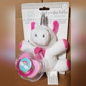 NWT le bebe plush unicorn pacifier holder
